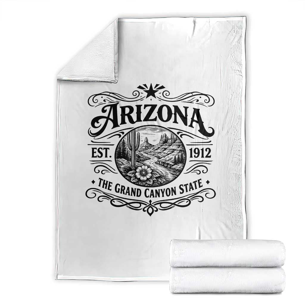 Arizona Desert Wanderlust Throw Blanket Vintage Grand Canyon State Est 1912