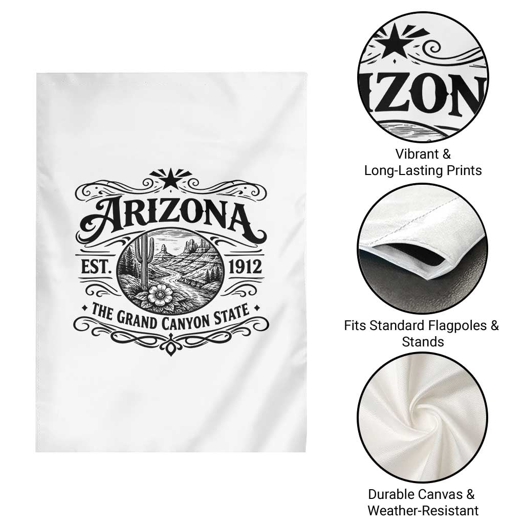 Arizona Desert Wanderlust Garden Flag Vintage Grand Canyon State Est 1912
