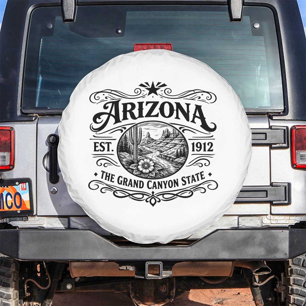 Arizona Desert Wanderlust Spare Tire Cover Vintage Grand Canyon State Est 1912