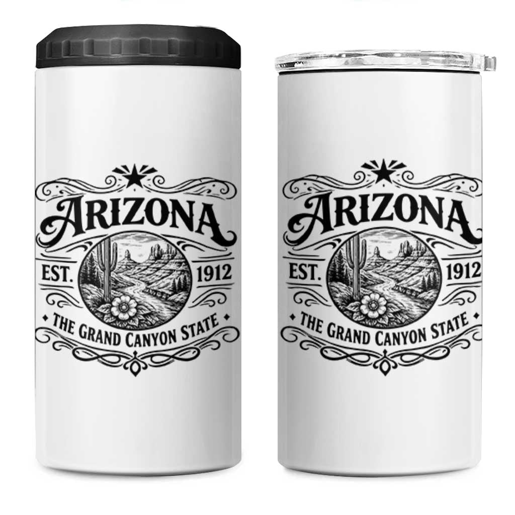 Arizona Desert Wanderlust 4 in 1 Can Cooler Tumbler Vintage Grand Canyon State Est 1912