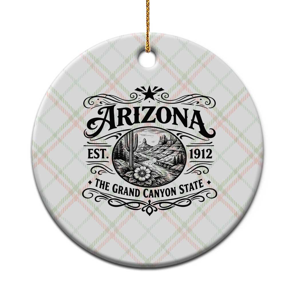 Arizona Desert Wanderlust Ceramic Ornament Vintage Grand Canyon State Est 1912