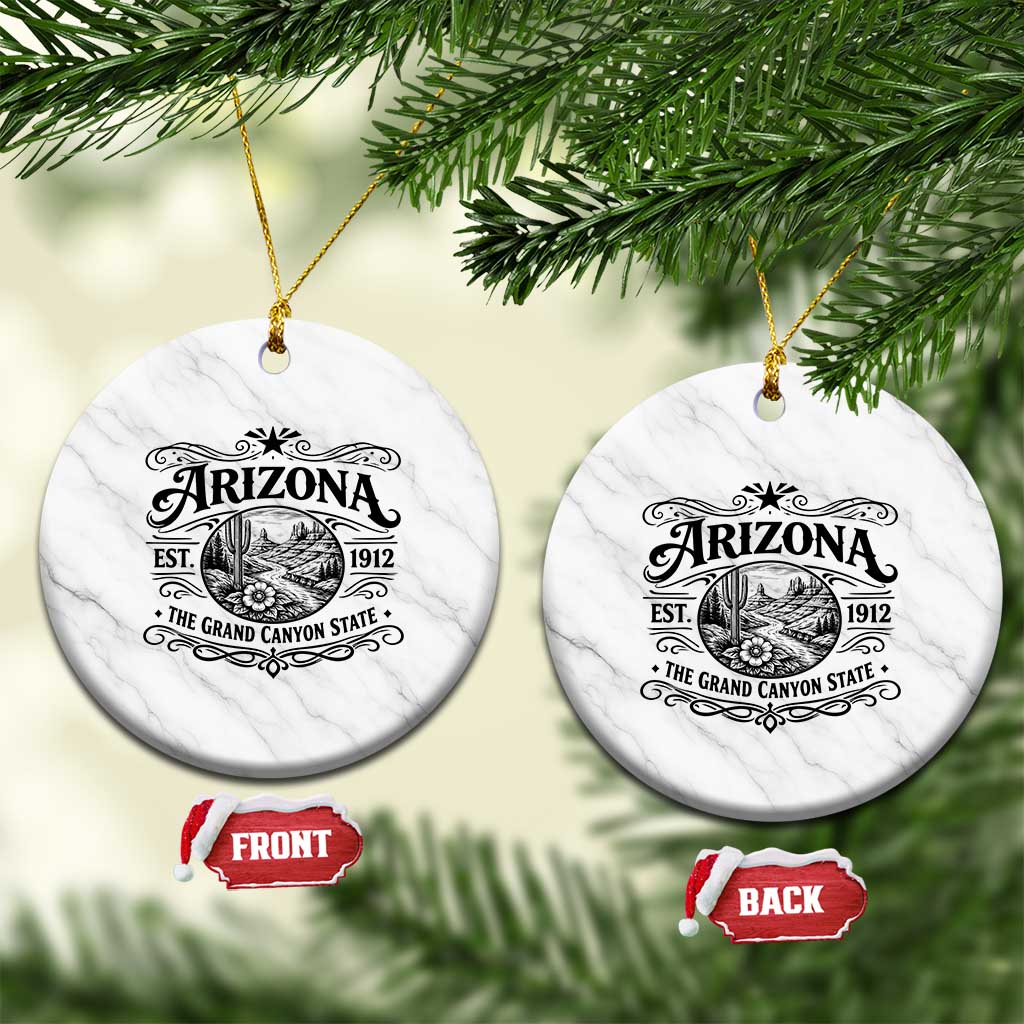Arizona Desert Wanderlust Ceramic Ornament Vintage Grand Canyon State Est 1912