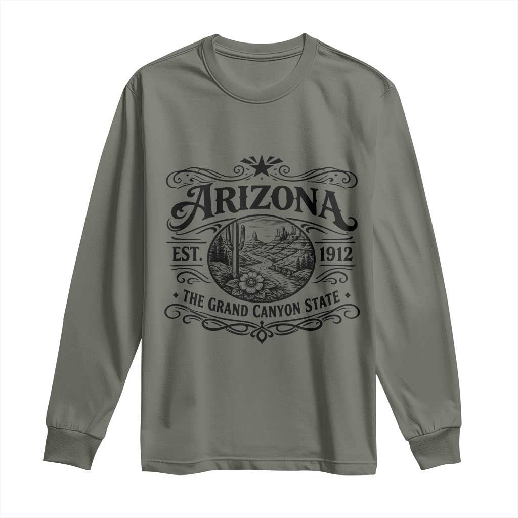 Arizona Desert Wanderlust Long Sleeve Shirt Vintage Grand Canyon State Est 1912