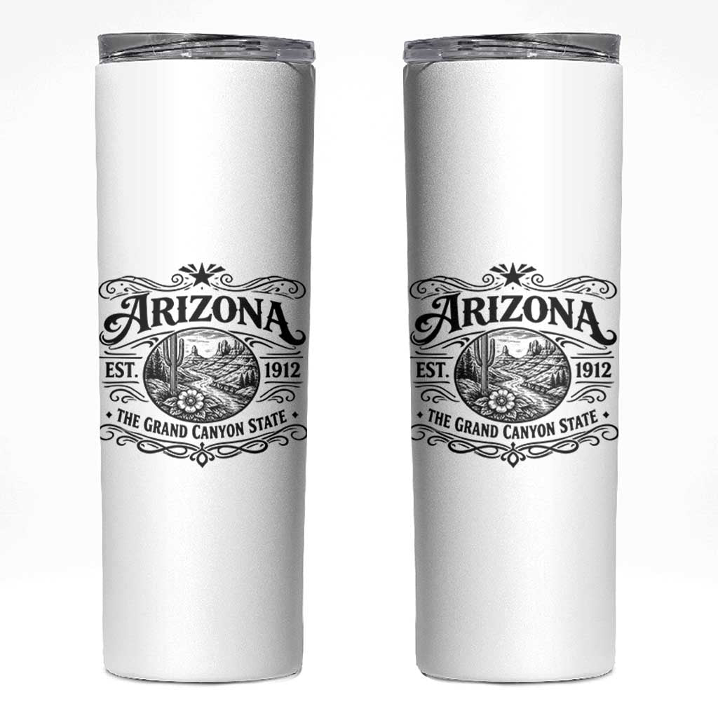 Arizona Desert Wanderlust Skinny Tumbler Vintage Grand Canyon State Est 1912