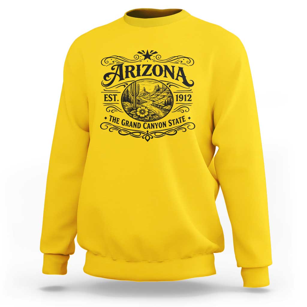Arizona Desert Wanderlust Sweatshirt Vintage Grand Canyon State Est 1912