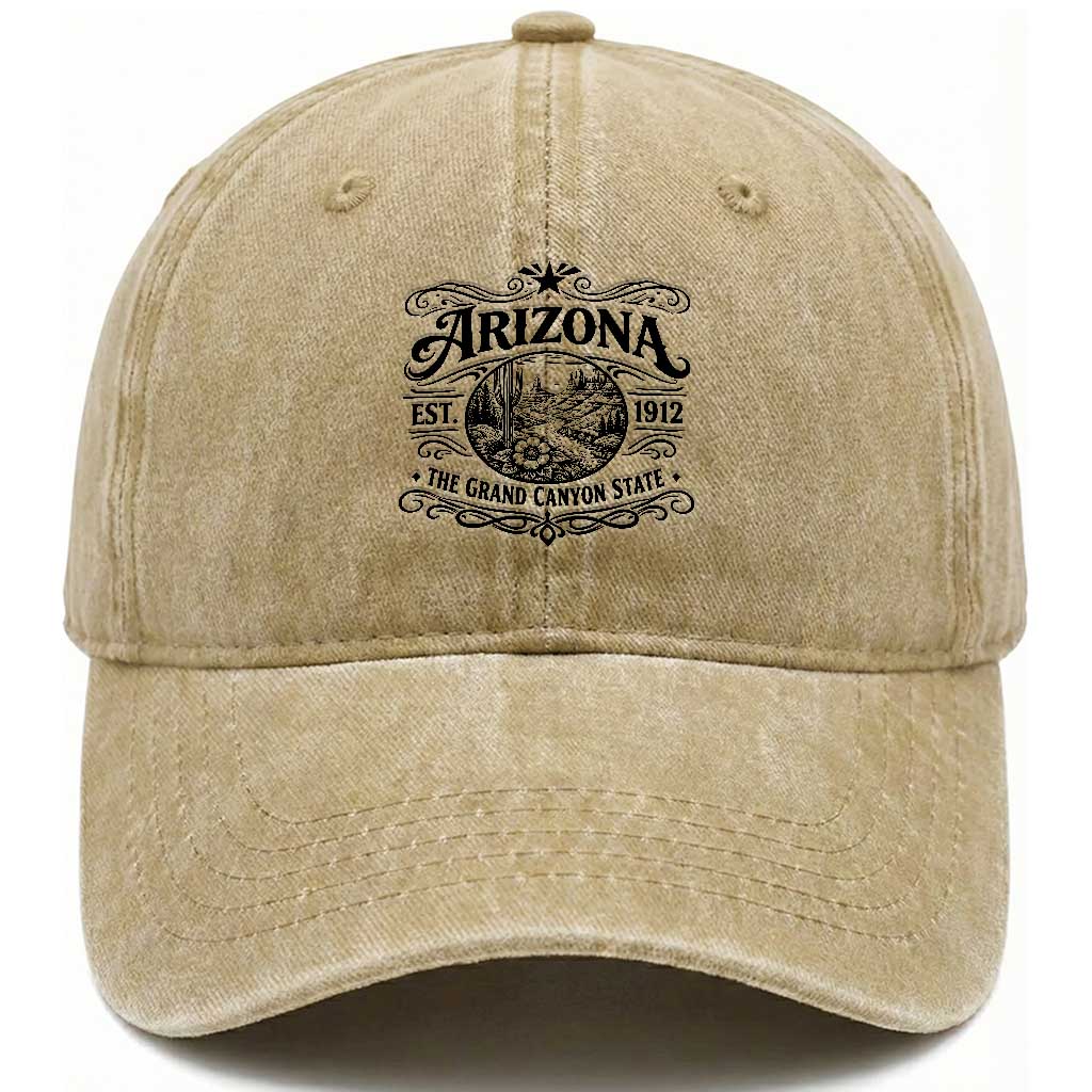 Arizona Desert Wanderlust Washed Cotton Baseball Cap Vintage Grand Canyon State Est 1912