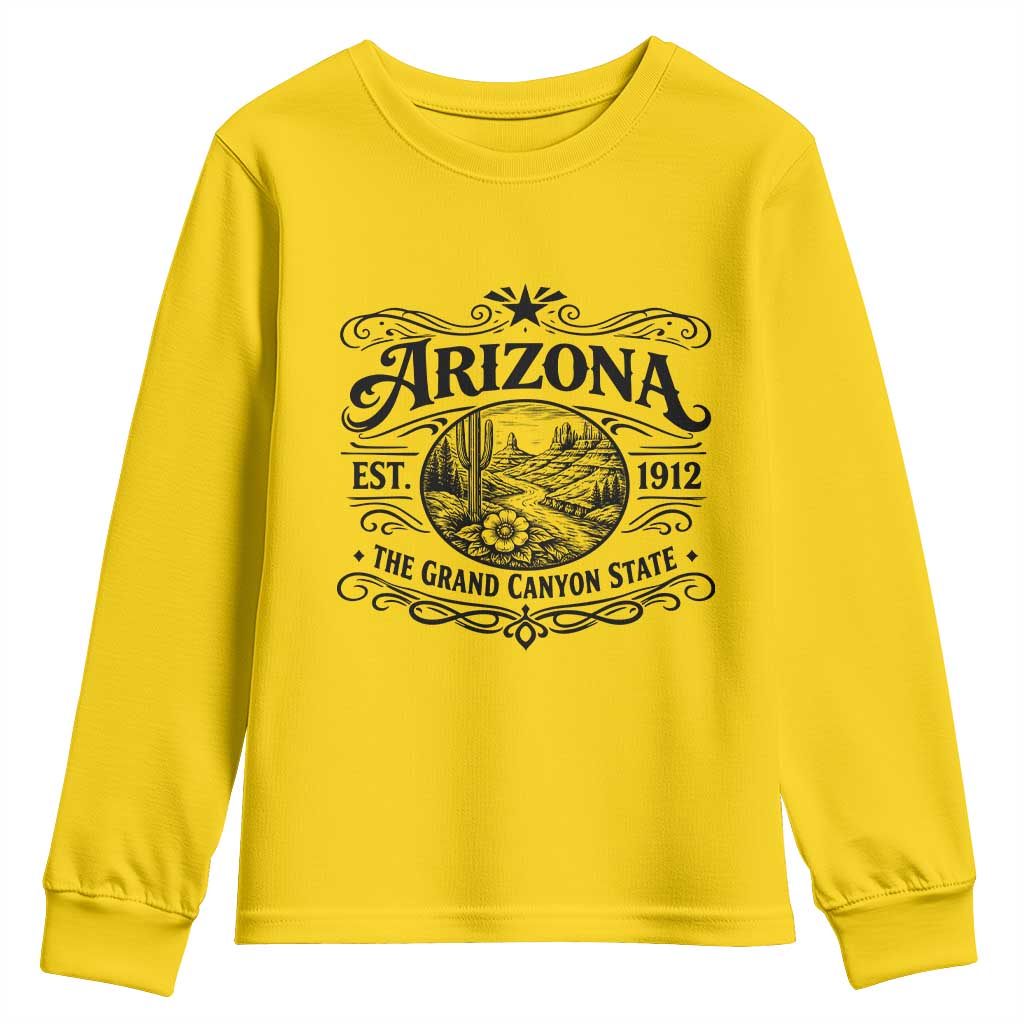 Arizona Desert Wanderlust Youth Sweatshirt Vintage Grand Canyon State Est 1912