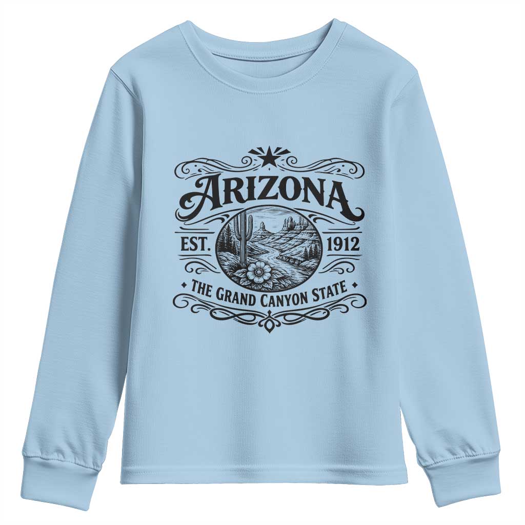 Arizona Desert Wanderlust Youth Sweatshirt Vintage Grand Canyon State Est 1912