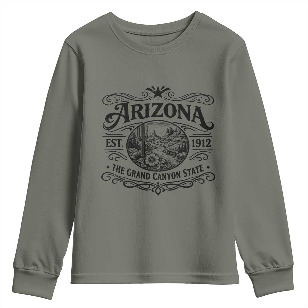 Arizona Desert Wanderlust Youth Sweatshirt Vintage Grand Canyon State Est 1912