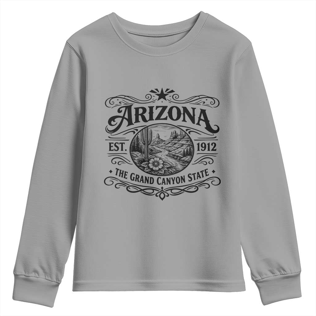 Arizona Desert Wanderlust Youth Sweatshirt Vintage Grand Canyon State Est 1912