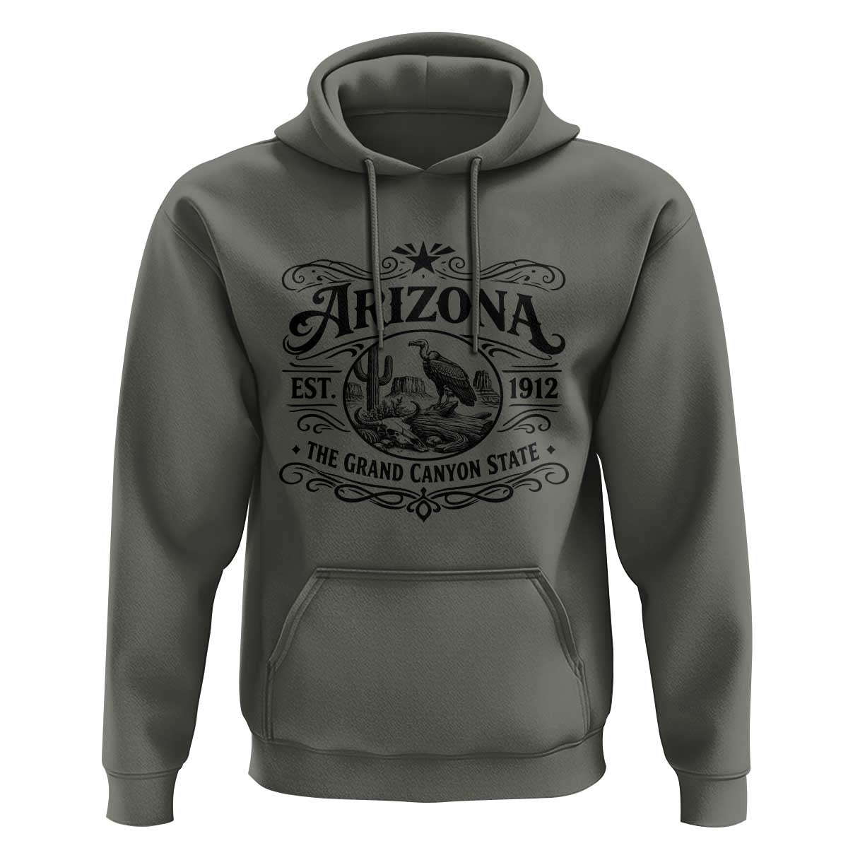 Vintage Arizona Cactus Desert Canyon Western 1912 Hoodie