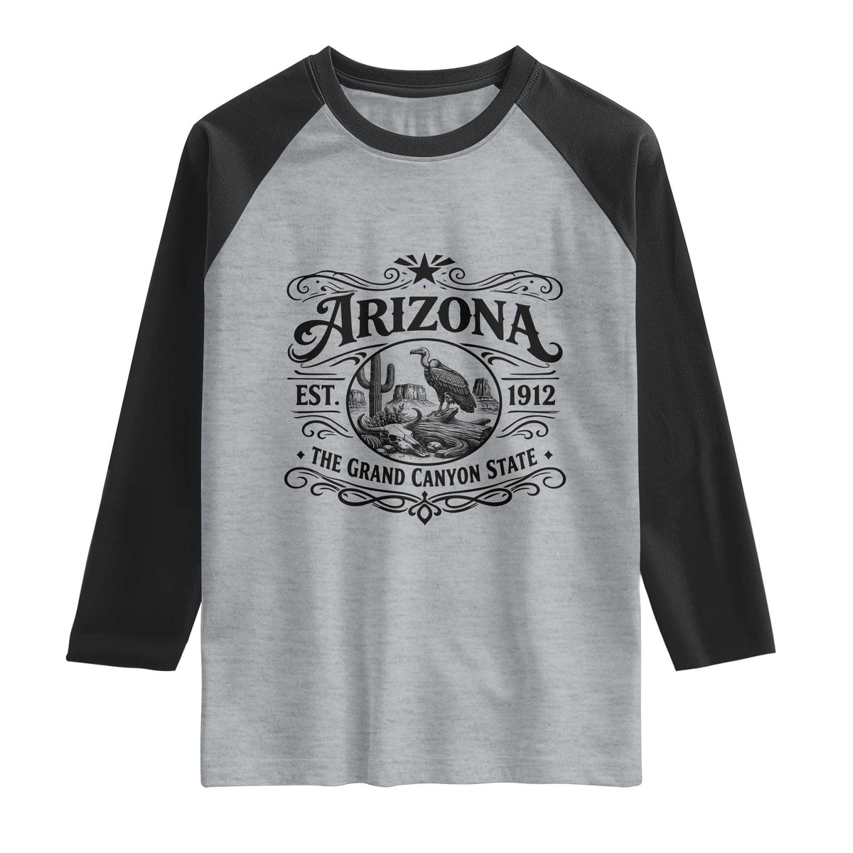 Vintage Arizona Cactus Desert Canyon Western 1912 Raglan Shirt