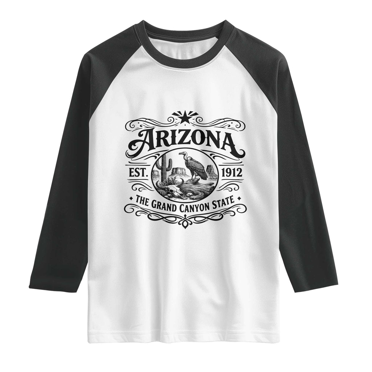 Vintage Arizona Cactus Desert Canyon Western 1912 Raglan Shirt