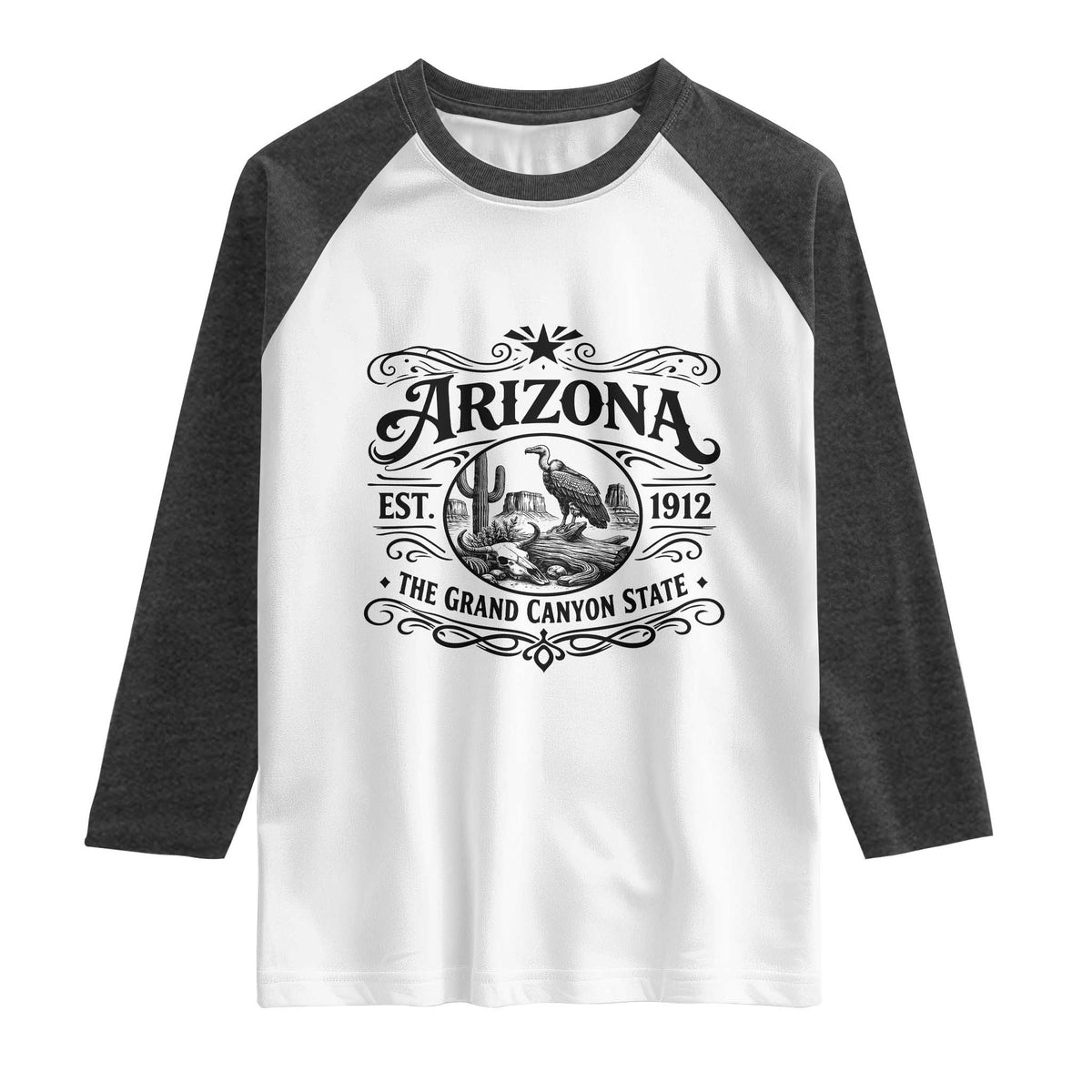 Vintage Arizona Cactus Desert Canyon Western 1912 Raglan Shirt