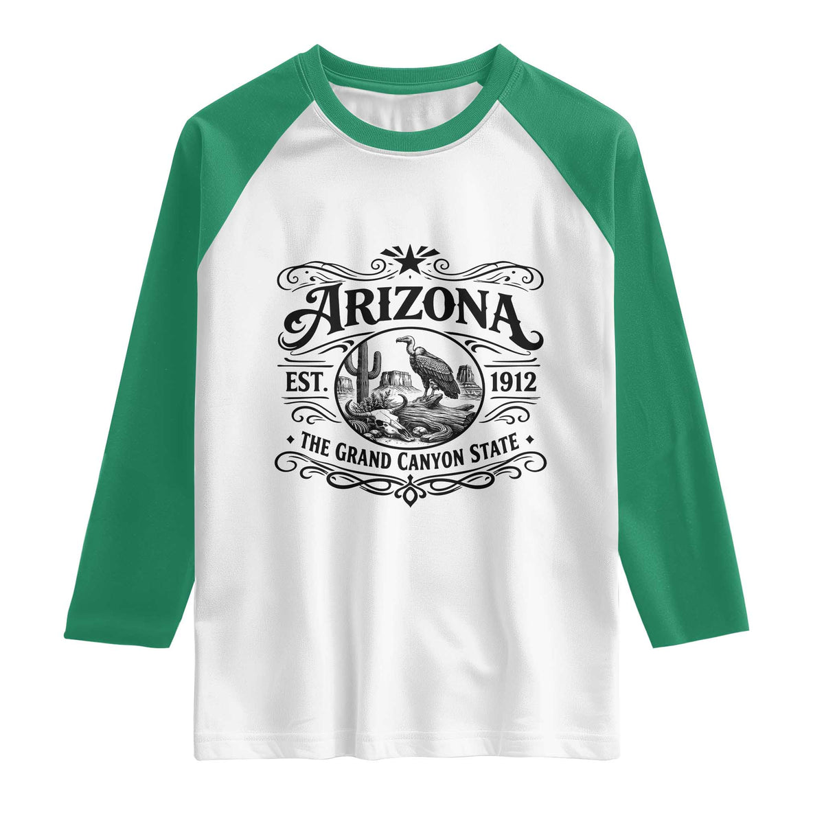 Vintage Arizona Cactus Desert Canyon Western 1912 Raglan Shirt