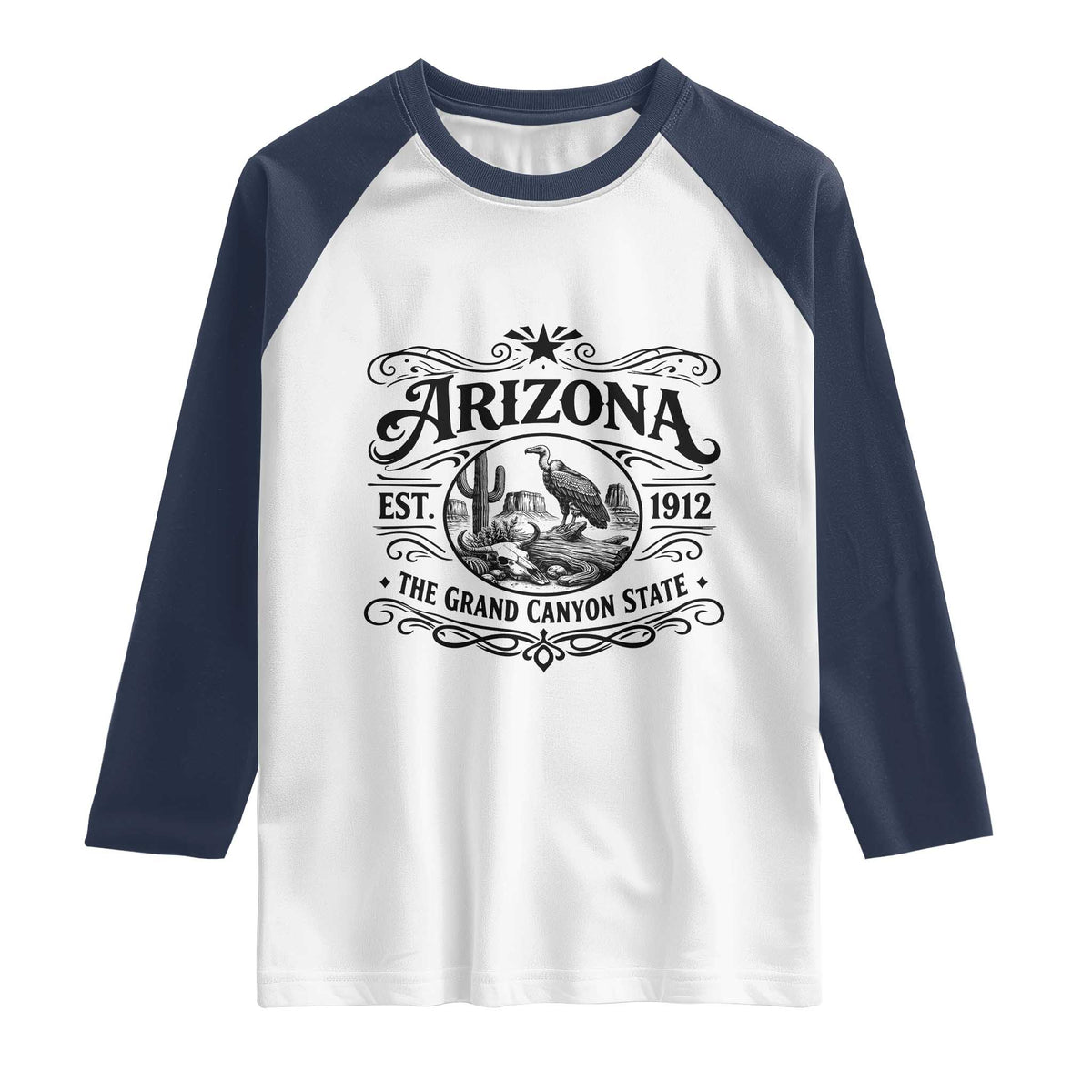 Vintage Arizona Cactus Desert Canyon Western 1912 Raglan Shirt