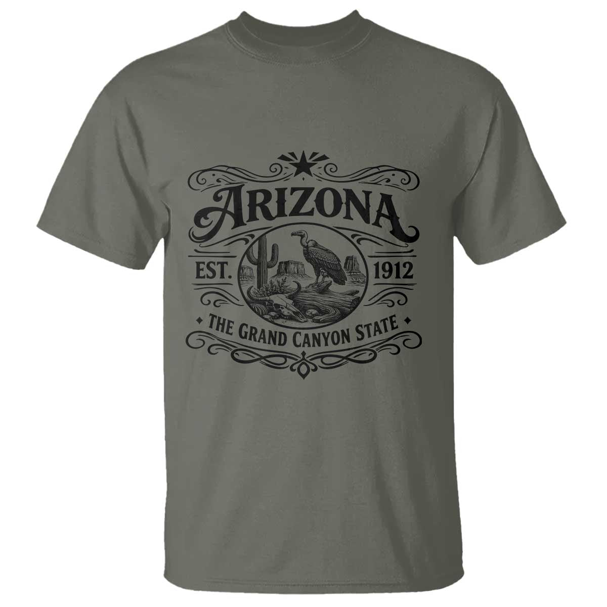 Vintage Arizona Cactus Desert Canyon Western 1912 T Shirt