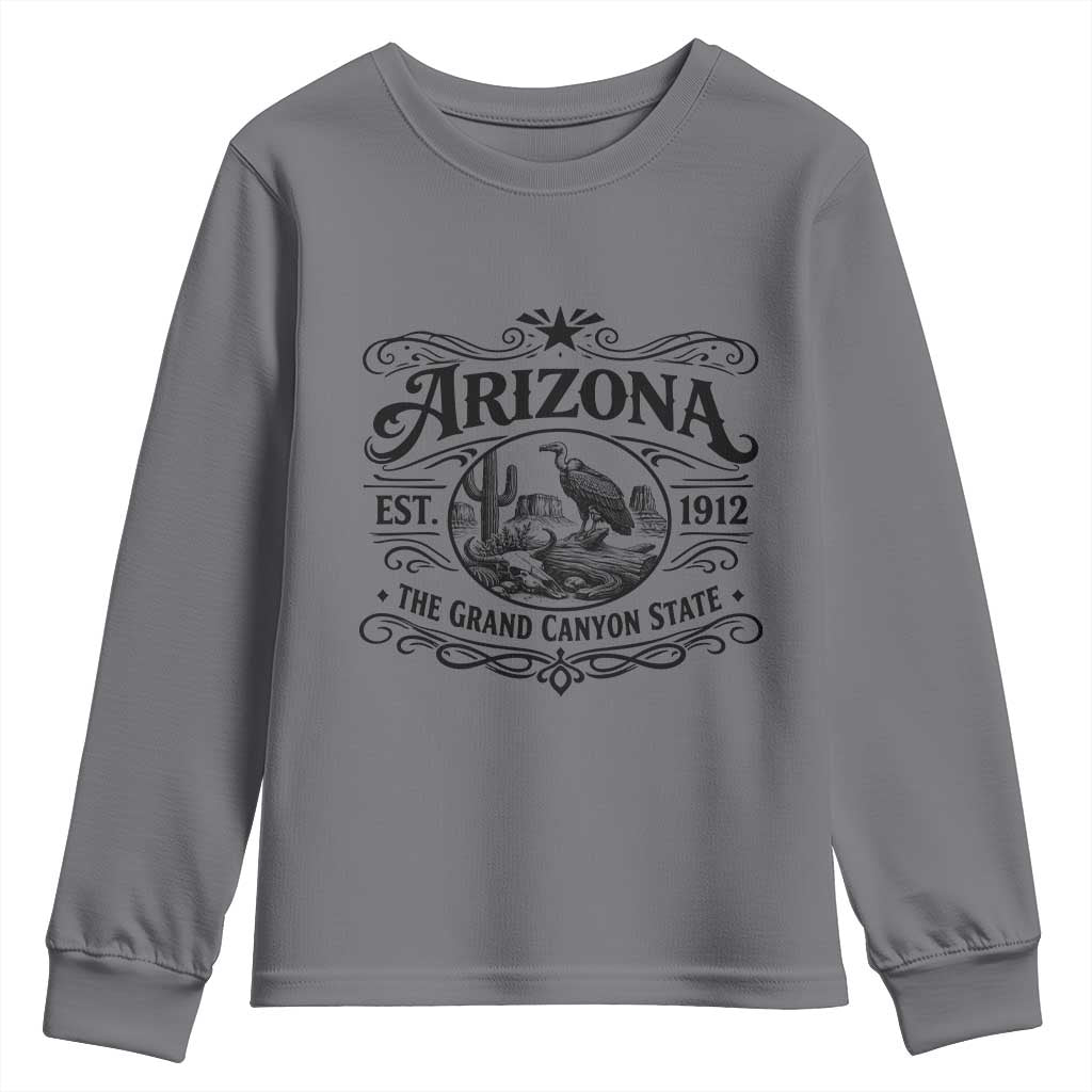 Vintage Arizona Cactus Desert Canyon Western 1912 Youth Sweatshirt