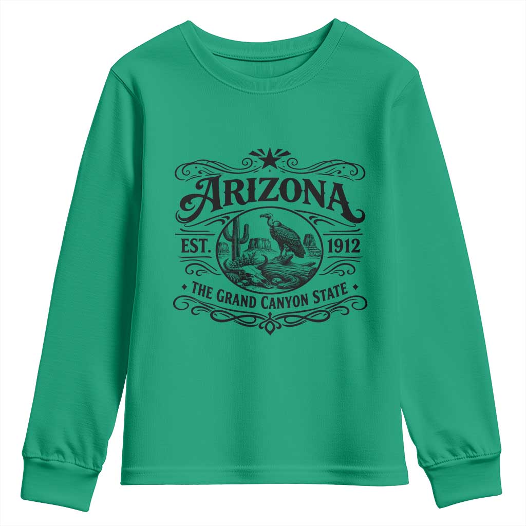 Vintage Arizona Cactus Desert Canyon Western 1912 Youth Sweatshirt
