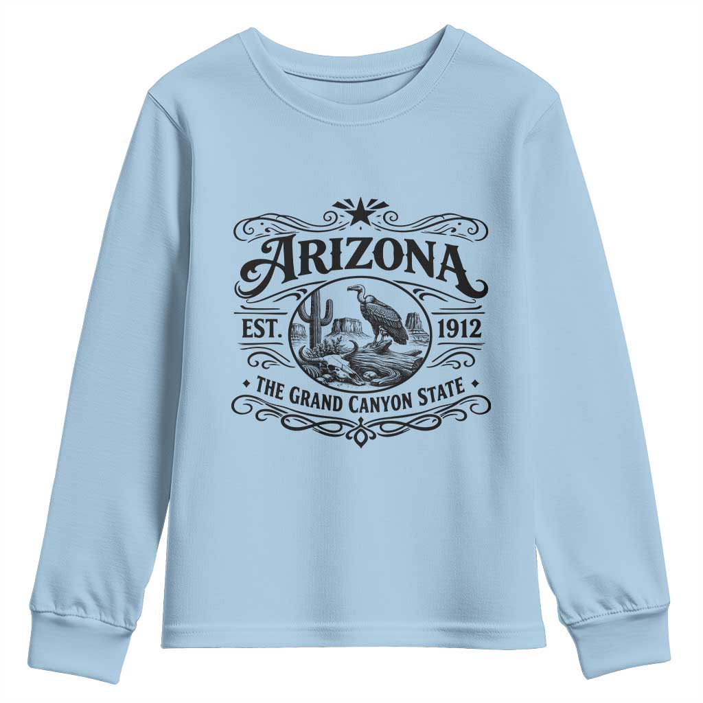 Vintage Arizona Cactus Desert Canyon Western 1912 Youth Sweatshirt