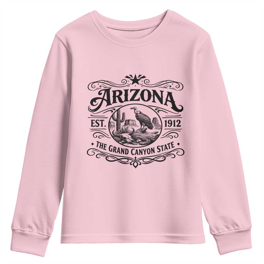 Vintage Arizona Cactus Desert Canyon Western 1912 Youth Sweatshirt