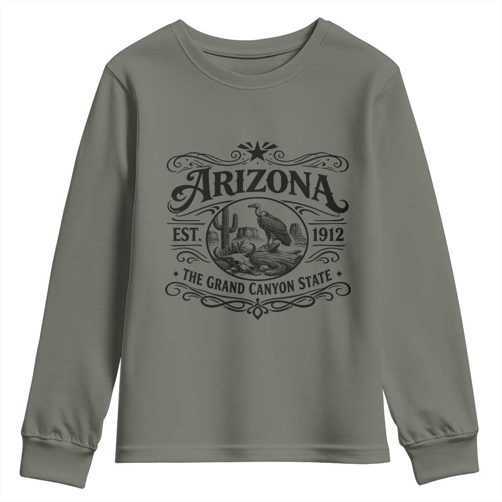 Vintage Arizona Cactus Desert Canyon Western 1912 Youth Sweatshirt