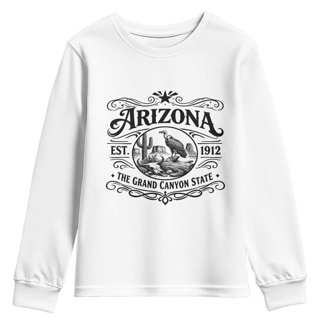 Vintage Arizona Cactus Desert Canyon Western 1912 Youth Sweatshirt