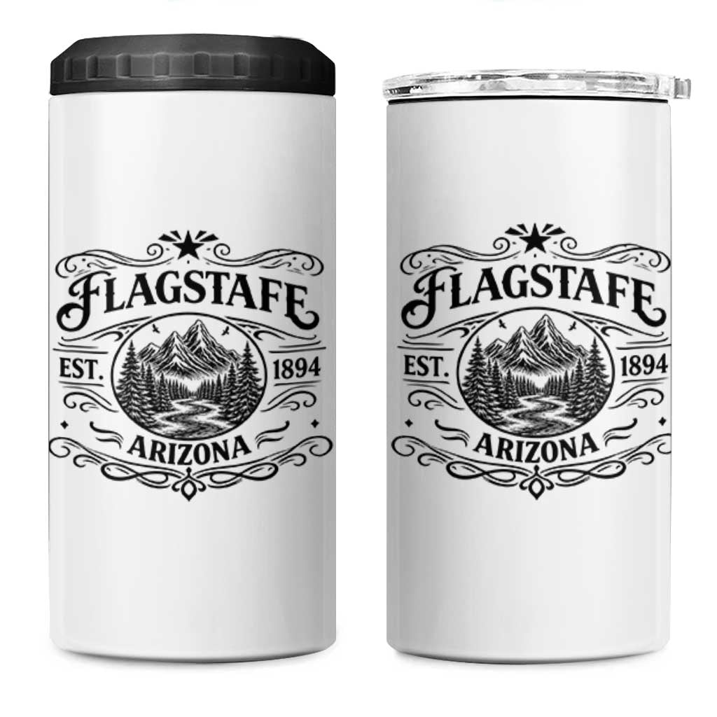 Vintage Flagstaff Landscape Adventure 4 in 1 Can Cooler Tumbler Arizona Gift