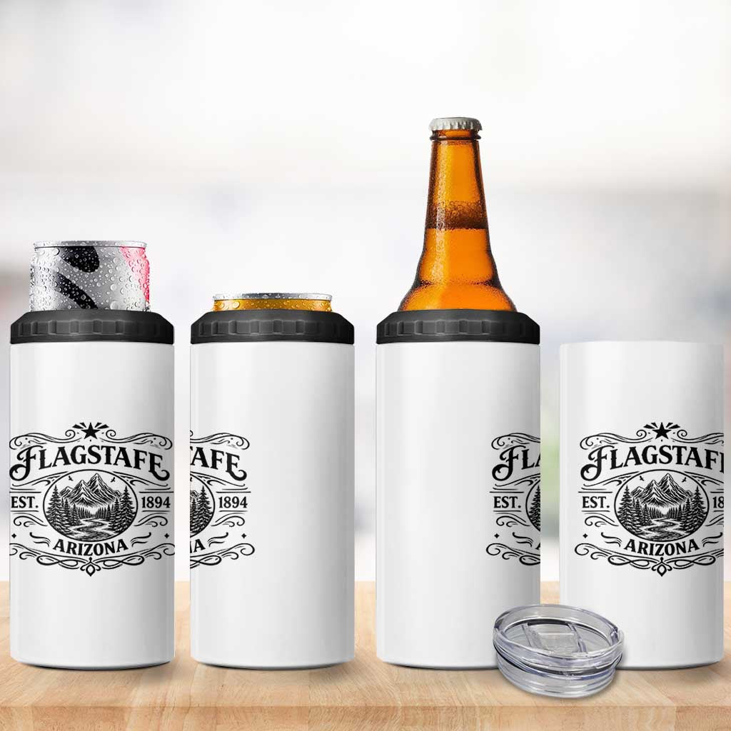 Vintage Flagstaff Landscape Adventure 4 in 1 Can Cooler Tumbler Arizona Gift