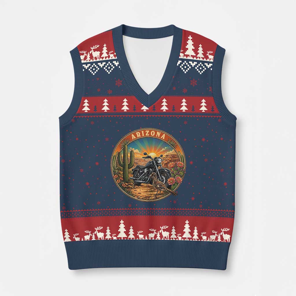 Arizona Pride V-Neck Knit Sweater Vest Adventure Scenic Journey Southwest USA
