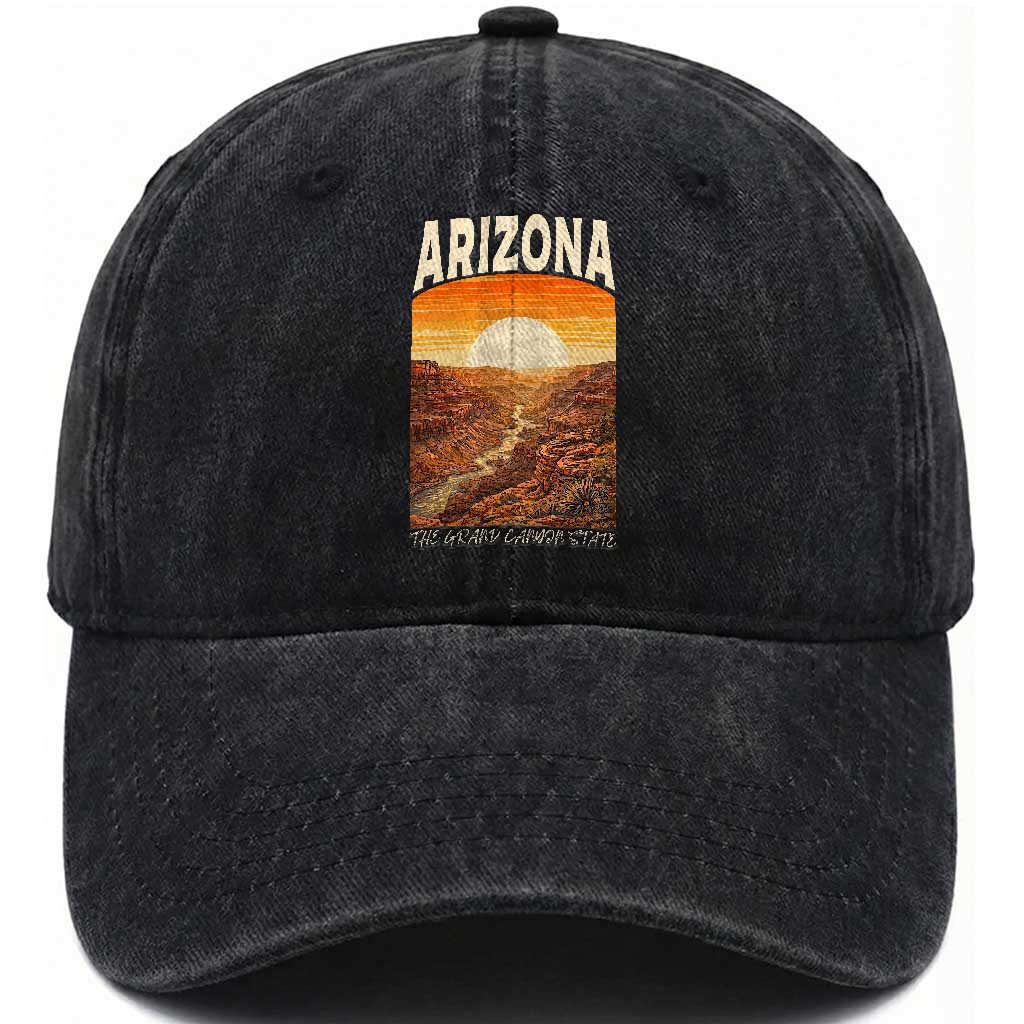 Arizona Souvenir Grand Canyon State Washed Cotton Baseball Cap Saguaro Cactus Road Trip