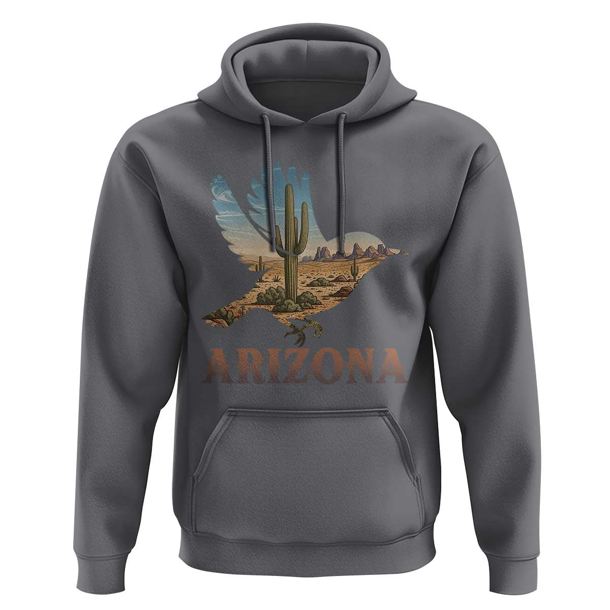 Arizona Desert Wren Bird Hoodie Cactus Landscape Rustic Western