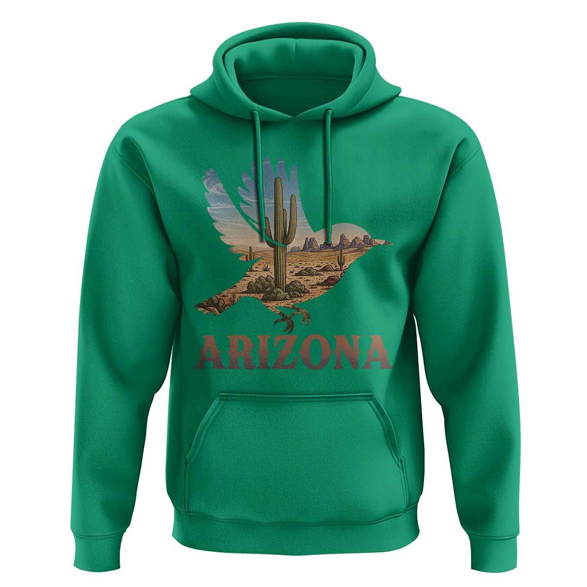 Arizona Desert Wren Bird Hoodie Cactus Landscape Rustic Western