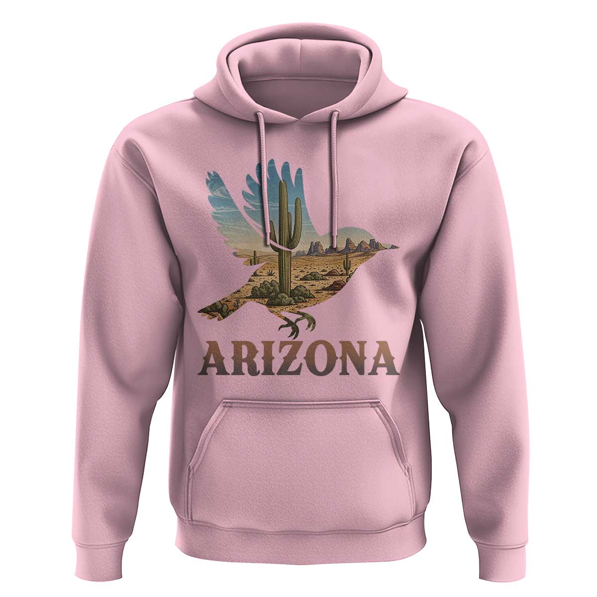 Arizona Desert Wren Bird Hoodie Cactus Landscape Rustic Western