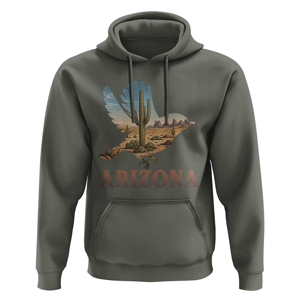 Arizona Desert Wren Bird Hoodie Cactus Landscape Rustic Western