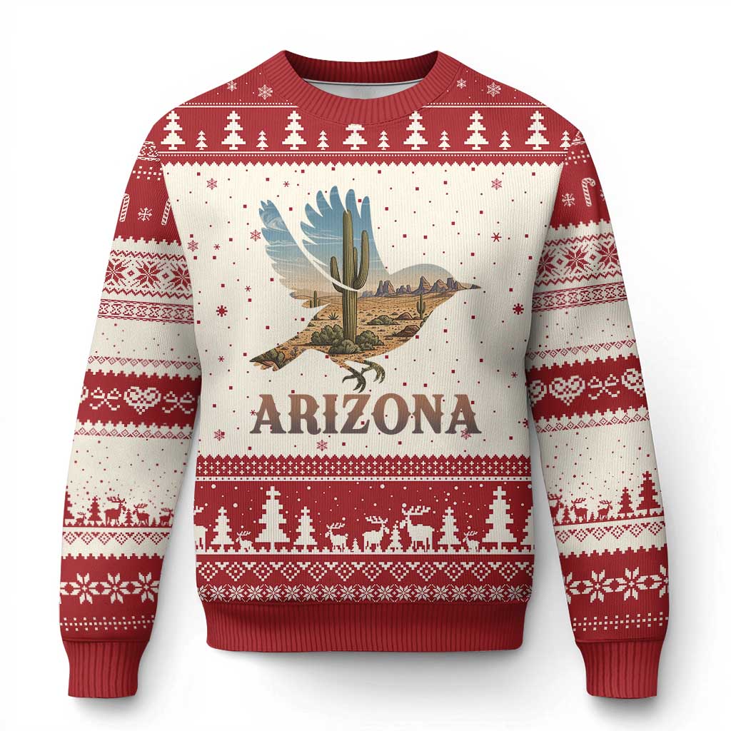 Arizona Desert Wren Bird Ugly Christmas Sweater Cactus Landscape Rustic Western