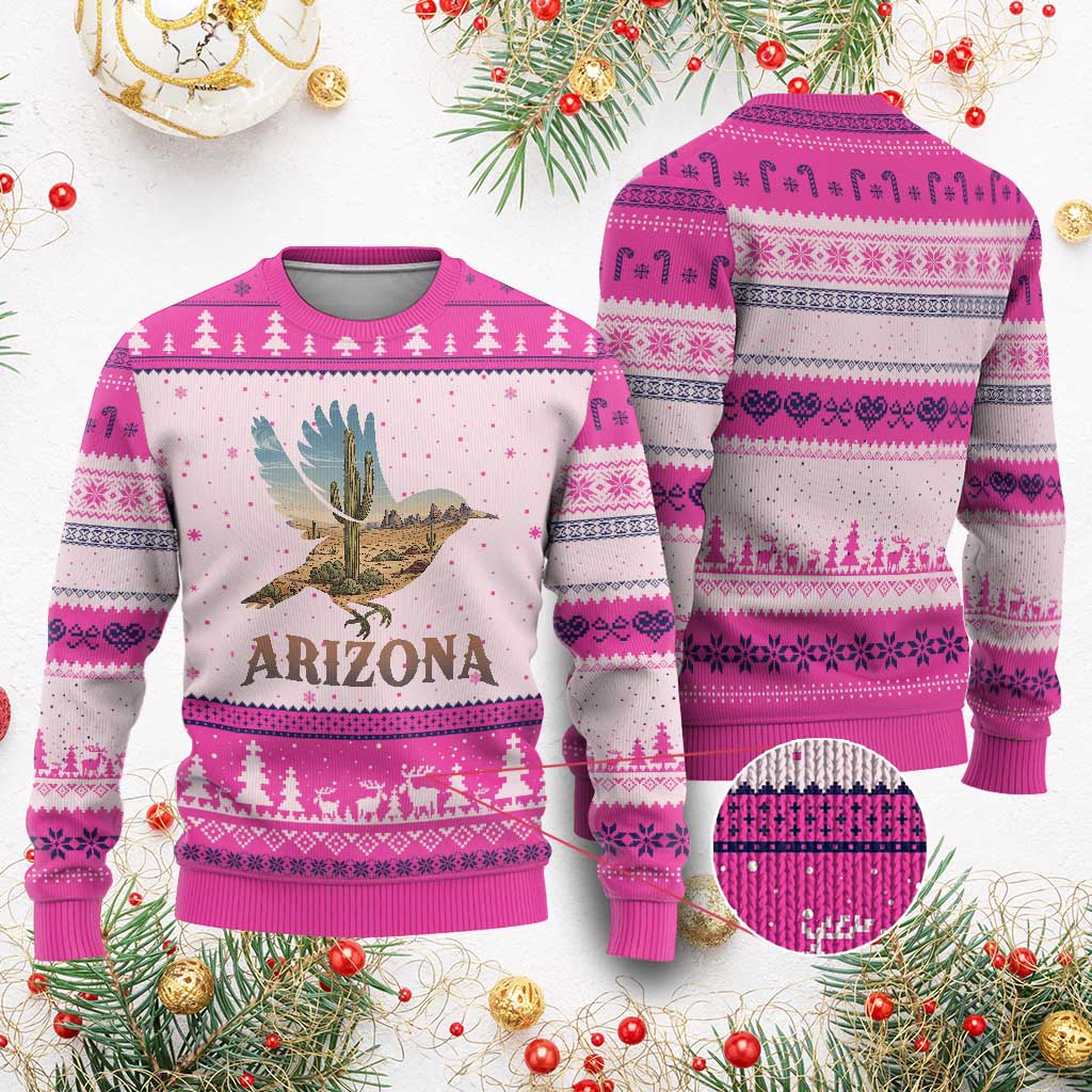 Arizona Desert Wren Bird Ugly Christmas Sweater Cactus Landscape Rustic Western
