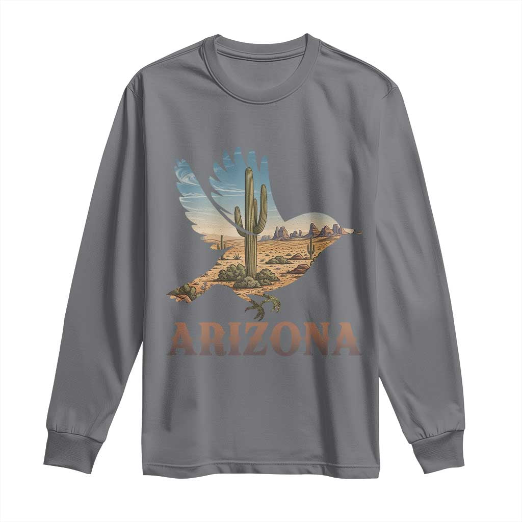 Arizona Desert Wren Bird Long Sleeve Shirt Cactus Landscape Rustic Western