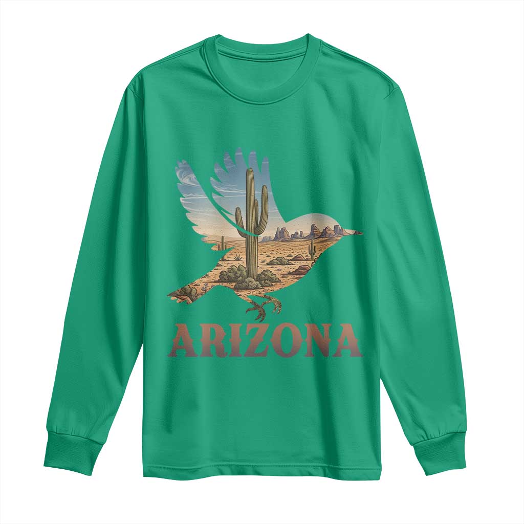 Arizona Desert Wren Bird Long Sleeve Shirt Cactus Landscape Rustic Western