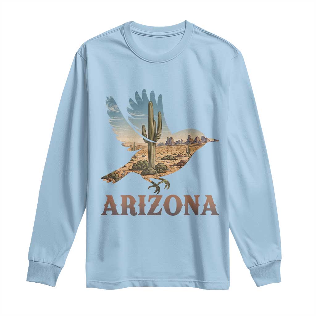 Arizona Desert Wren Bird Long Sleeve Shirt Cactus Landscape Rustic Western