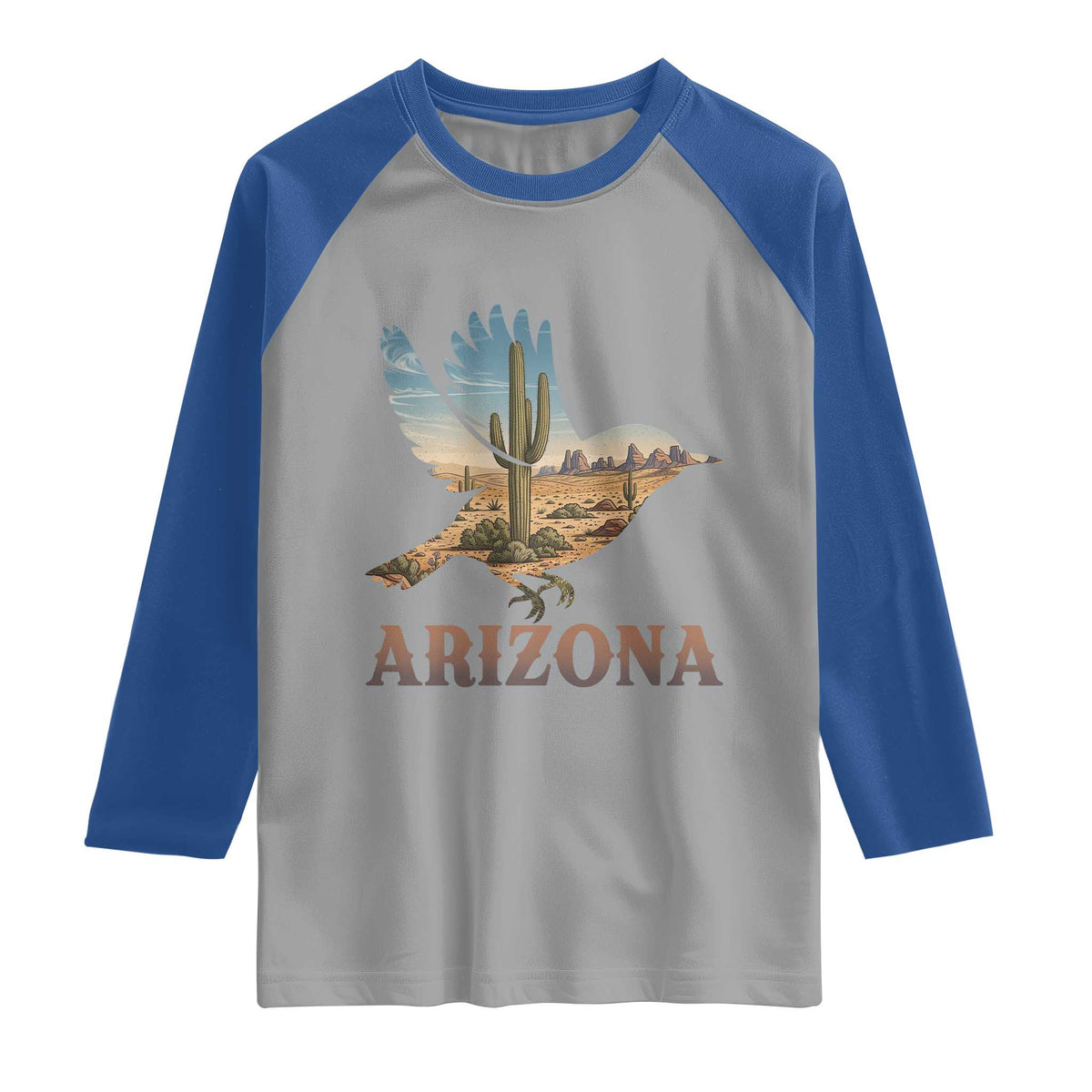 Arizona Desert Wren Bird Raglan Shirt Cactus Landscape Rustic Western