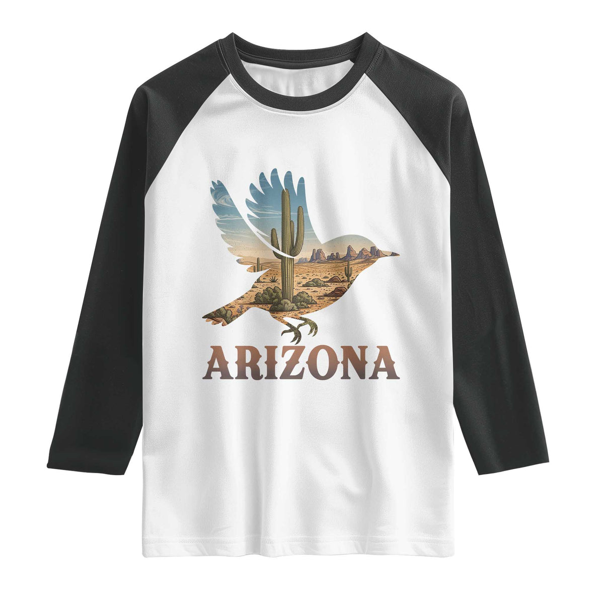 Arizona Desert Wren Bird Raglan Shirt Cactus Landscape Rustic Western