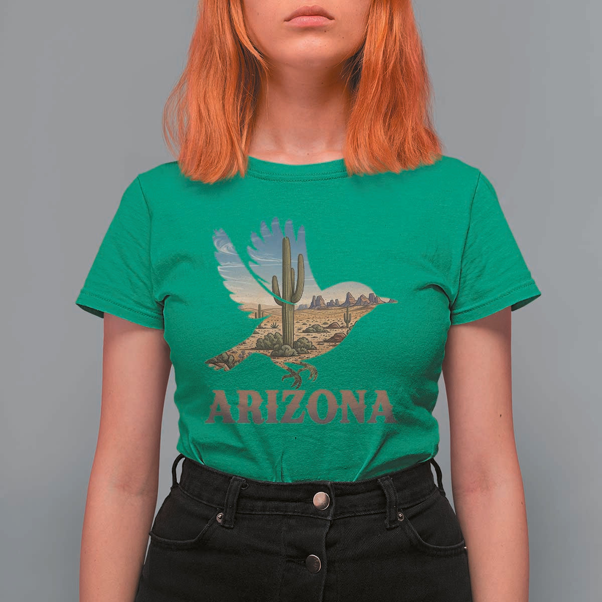 Arizona Desert Wren Bird T Shirt For Women Cactus Landscape Rustic Western