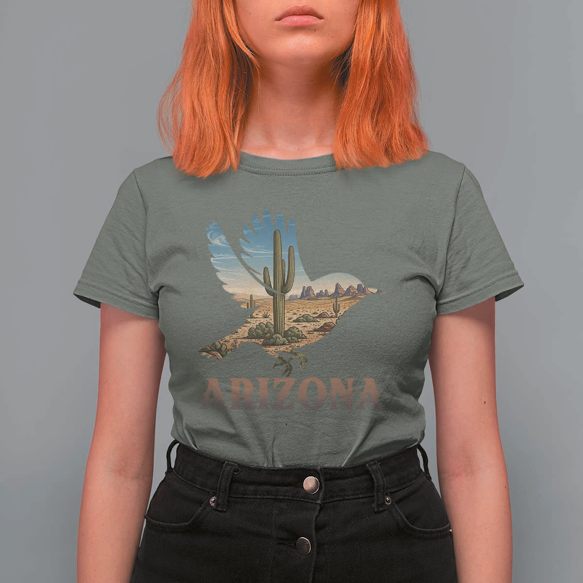 Arizona Desert Wren Bird T Shirt For Women Cactus Landscape Rustic Western