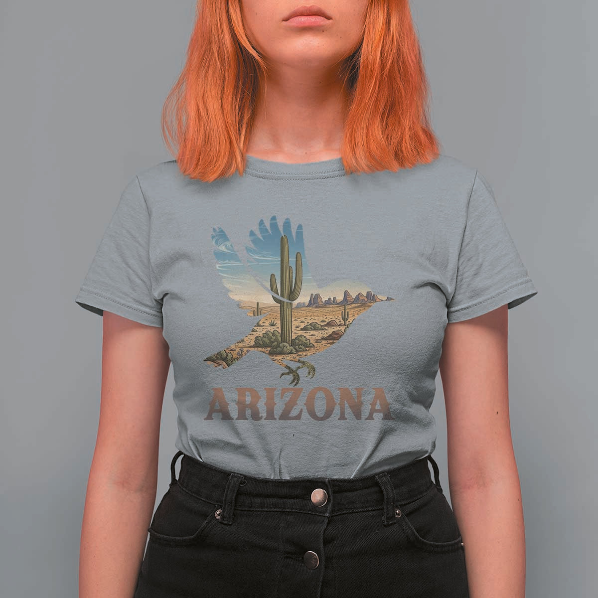 Arizona Desert Wren Bird T Shirt For Women Cactus Landscape Rustic Western