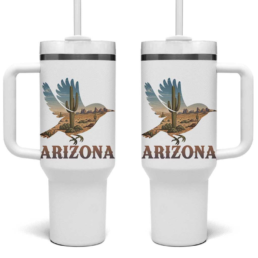 Arizona Desert Wren Bird Tumbler With Handle Cactus Landscape Rustic Western