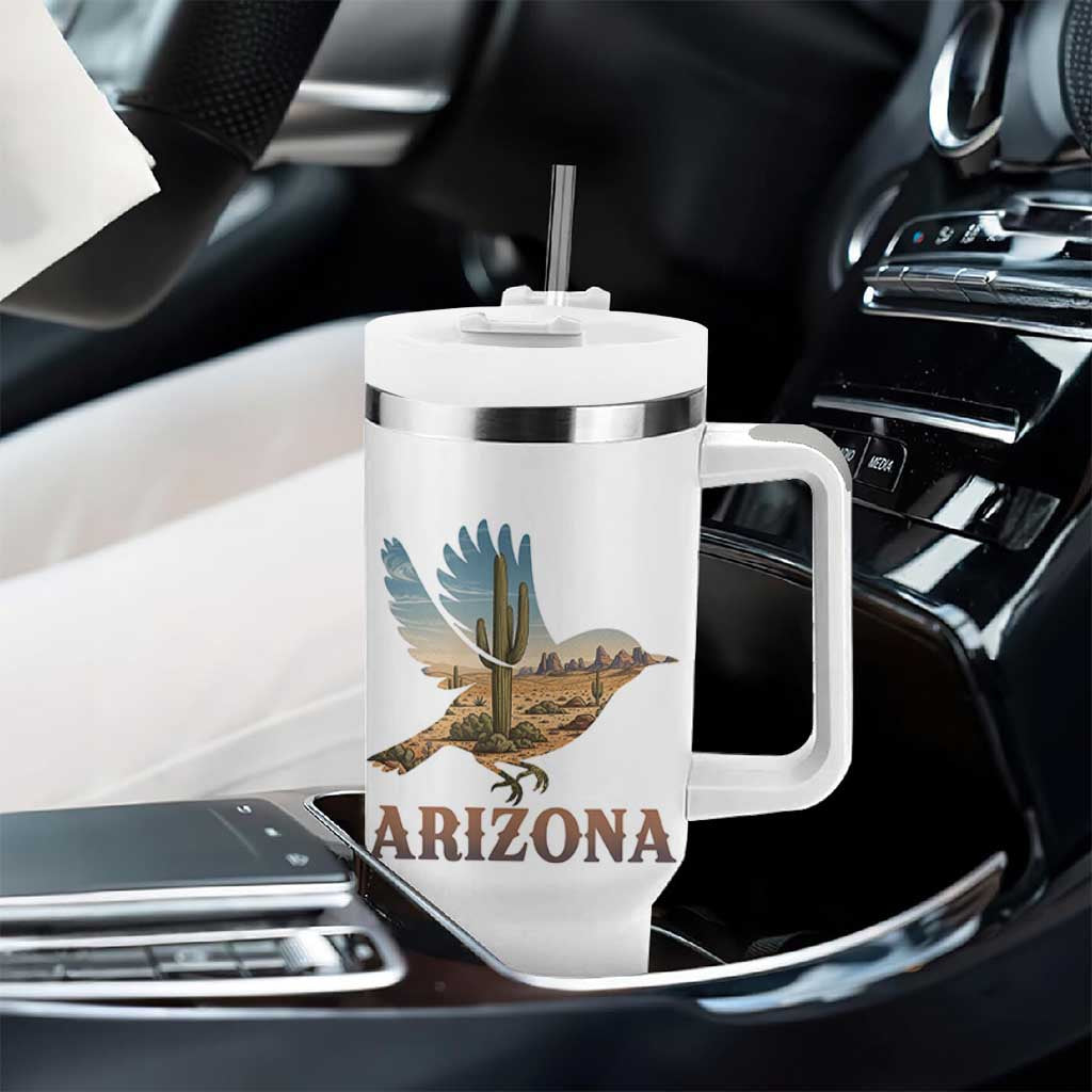 Arizona Desert Wren Bird Tumbler With Handle Cactus Landscape Rustic Western