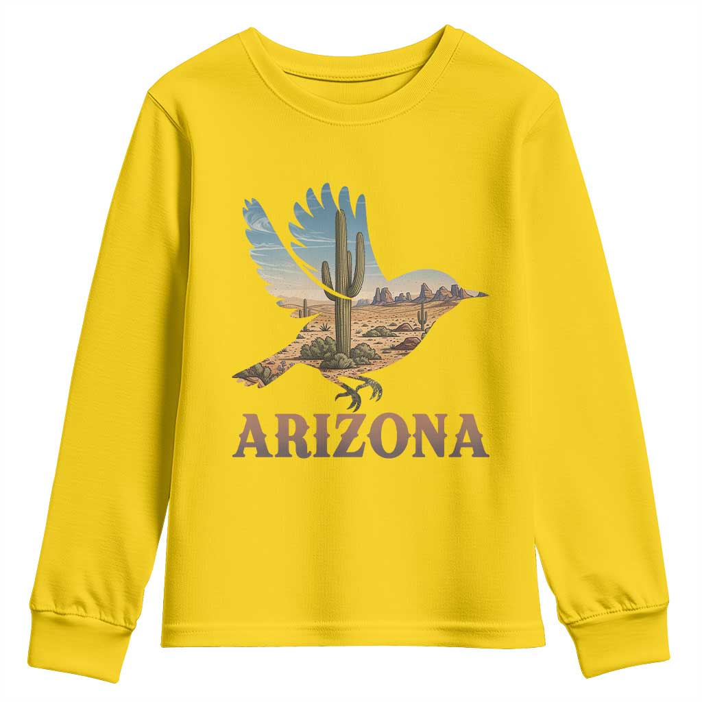 Arizona Desert Wren Bird Youth Sweatshirt Cactus Landscape Rustic Western