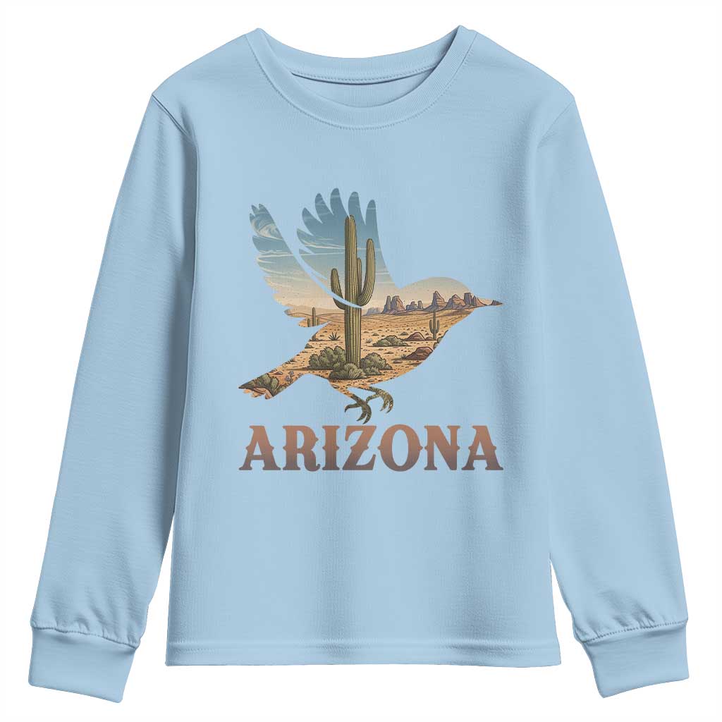 Arizona Desert Wren Bird Youth Sweatshirt Cactus Landscape Rustic Western
