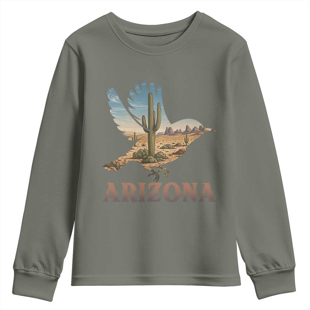 Arizona Desert Wren Bird Youth Sweatshirt Cactus Landscape Rustic Western